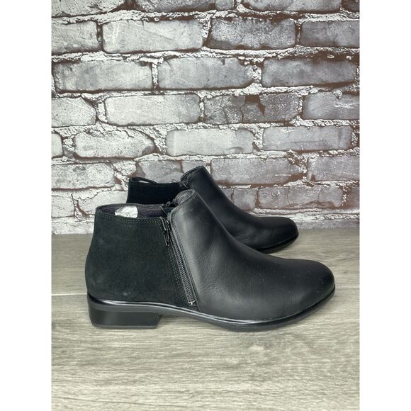 NAOT Helm Black Leather Suede Ankle Boots Zip Booties Women’s Sz 41EU/10.5M US - Picture 12 of 16